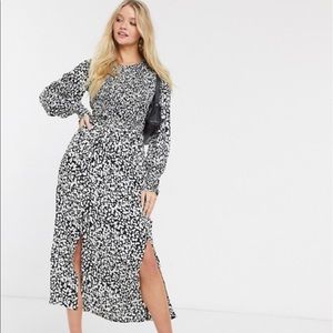 ASOS River Island long sleeve shirred smock dress